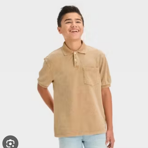 Boy's Relaxed Short Sleeve Polo - Tan - Art Class - S(6/7) - Picture 1 of 7